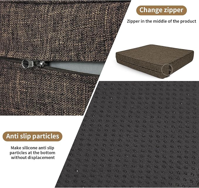 BUYUE Chair Lifting Cushion for Elderly 20" x 20" x 3", Friendly Woven Fabric High-Density Foam Recliner Chair Pad Couch Armchair Seat Cushion, Brown