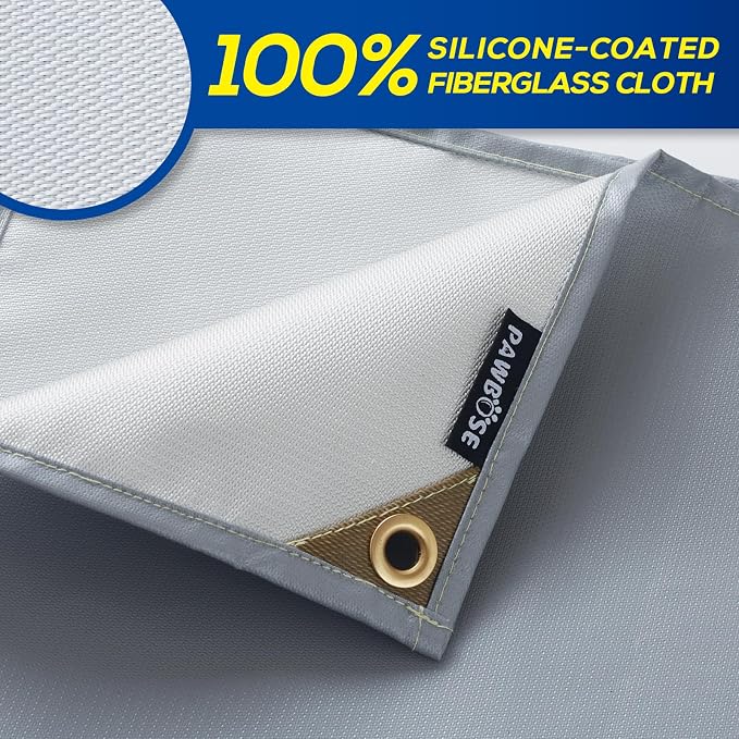 PAWBOSE 4x6ft Welding Blanket, Silicone Coated Fiberglass Fire Blanket for Welding & Cutting - Heavy Duty Fireproof Protection with Storage/Carry Bag for Indoor & Outdoor Use