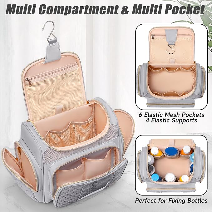 Tealari Large Toiletry Bag for Women Men,Bathroom Bag,Water Resistant Shower Bag,Makeup Bag,Portable Shower Caddy for College Dorm,Hanging Travel Toiletry Bag with Transparent Waterproof Phone Pocket