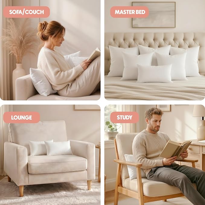Utopia Bedding 14x22 Pillow Inserts, White Throw Pillows for Couch, 2 Pack | Indoor cushion inserts for bed, sofa & couch, Supportive & fluffy decorative pillows for everyday comfort, Set of 2, White