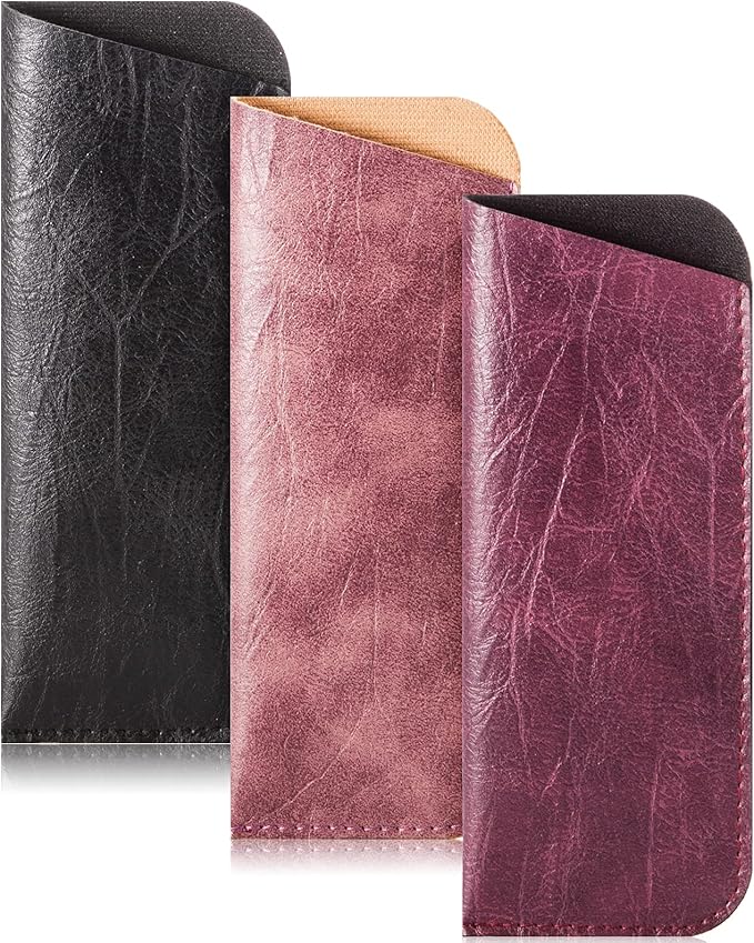 TRIUMPH VISION Reading Glasses Pouch Eyeglass Sleeve Soft Case Slim 3 Pack | Alternative to Bulky Case Lightweight，Neoprene Lined Padded Protect Optical lens Slip in, Cute Pattern Portable for Daily Use