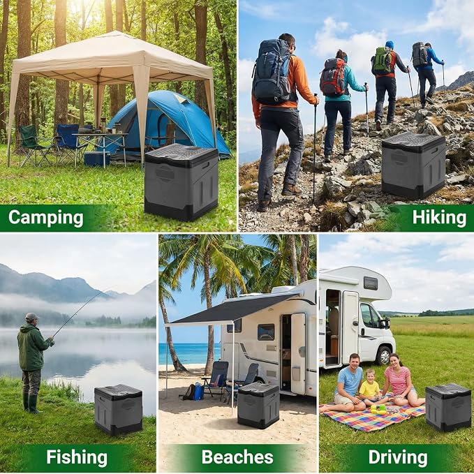 Portable Camping Toilet, Foldable Toilet for Adults, Porta Potty with Thick Black Garbage Bag for Outdoor Emergency, Waterproof Luggable Loo, Hiking, Car, Travel (Black and Grey)