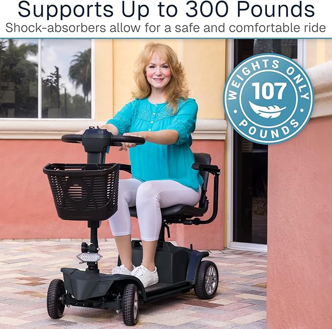 Vive Mobility Scooter for Seniors - 4 Wheel Electric Wheelchair Scooter for Adults, Elderly - Motorized Power Wheel Chair Mobility Aid - Motor Medical Device for Safe, Comfortable, Long-Range Travel