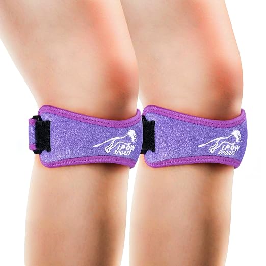 IPOW Embroidery Patellar Tendon Support Strap 2 Pack, Knee Pain Relief & Patella Stabilizer Knee Strap, knee Support for Women and Men, Knee Braces for Running, Working Out, Weightlifting, Arthritis,