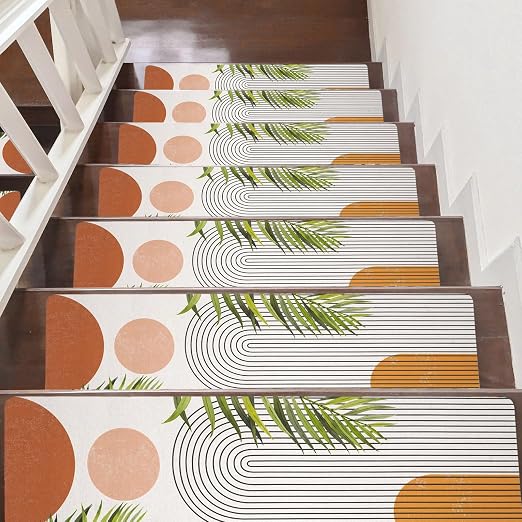 Non Slip Carpet Stair Treads for Wooden Steps Indoor, 15 Pack Stair Runners Covers Staircase Step Rugs Stair Mats for Kids Elders and Dog