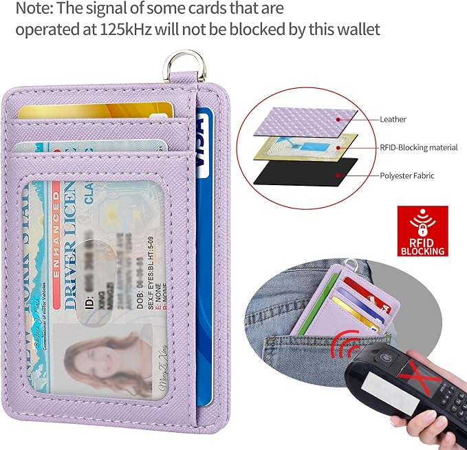 Slim Minimalist Front Pocket Wallet, RFID Blocking Credit Card Holder Wallet with Detachable D-Shackle for Men Women