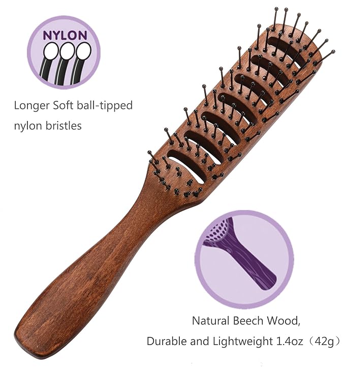 PERFEHAIR Vented Hair Brush for Blow Drying, Men's Vent Volumizing Hairbrush with Ball Tipped Bristles for Styling Dry, Wet, Short, Curly or Straight Hair
