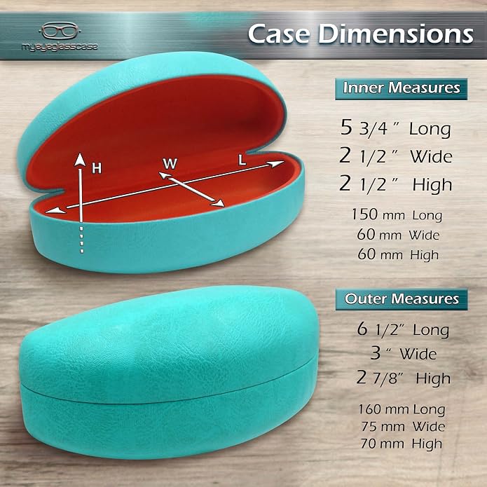 MyEyeglassCase - Large Sunglasses Case - Glasses Holder with Pouch & Cloth - Eyeglass Hard shell Medium - Extra Large frames