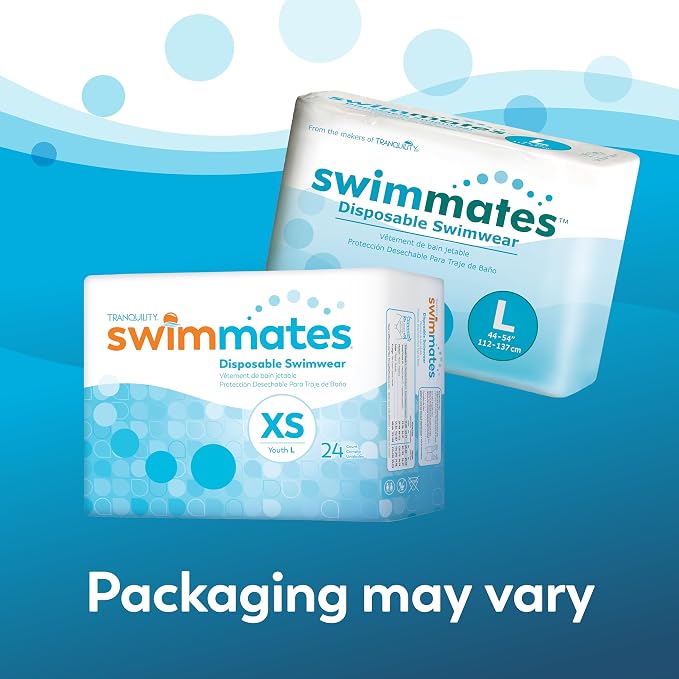 Swimmates Disposable Adult Swim Diapers, Pull-Up Under Swimwear with Tear-Away Side Seams, Unisex, Medium (34"-48" Waist) 20 Count Bag