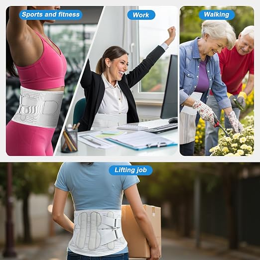 Back Brace for Lower Back Pain Relief for Men&Women Adjustable Lumbar Support Belt Breathable Mesh for Herniated Disc,Sciatica,Scoliosis with Removable 3D Pad Home&Work&Sports (Gray, X-Large)