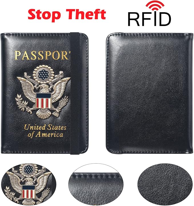 Premium Passport Holder for Travel RFID Blocking Passport Cover Slim | Passport Cover for Women Men Leather US Passport Wallet Case for Travel Passport Book Cover Travel Document Organizer Carrier