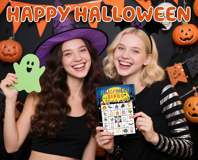 Halloween Bingo Game Cards, Holiday Bingo for Adults, Trick or Treat Game Cards Supplies, Fall Party Decor Favors, Gifts for Friends Family Holiday, (Halloween)