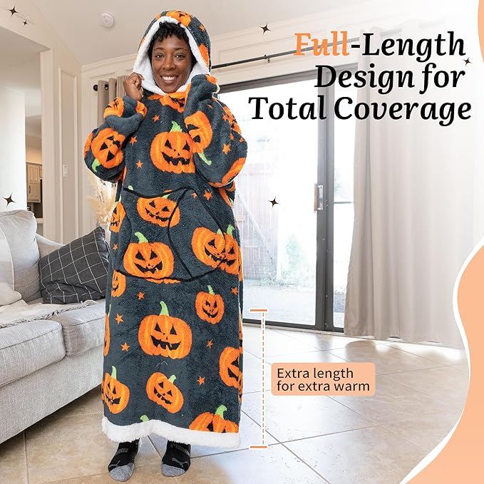 Blanket Hoodie, Long Hooded Blanket Sweatshirt as Birthday Gifts for Women Men, Long Wearable Blanket for Women Men.