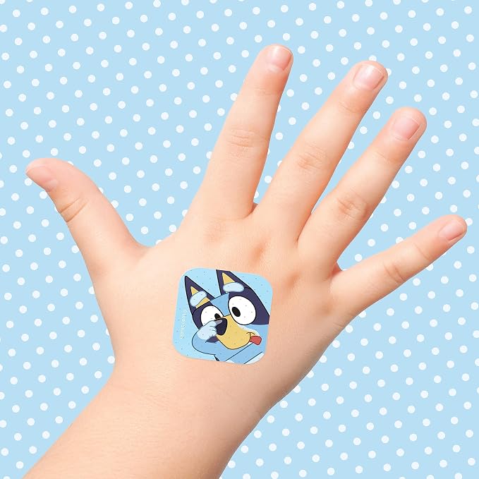 Bluey Kids Bandages, 3 Assorted Sizes 100 CT | Wear Like Stickers, Flexible Adhesive Bandages for Minor Cuts, Scrapes, and Burns. Great Gift idea and Stocking Stuffer
