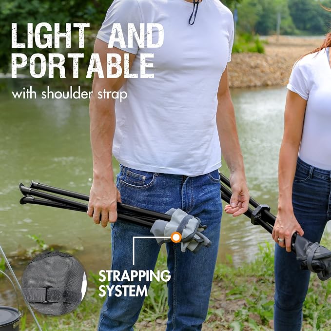 Portal Tall Folding Tripod Stool Portable Tripod Chair for Outdoor Camping | Portable Outdoor Design; Durable Construction; Easy Setup & Storage;Color: Gray
