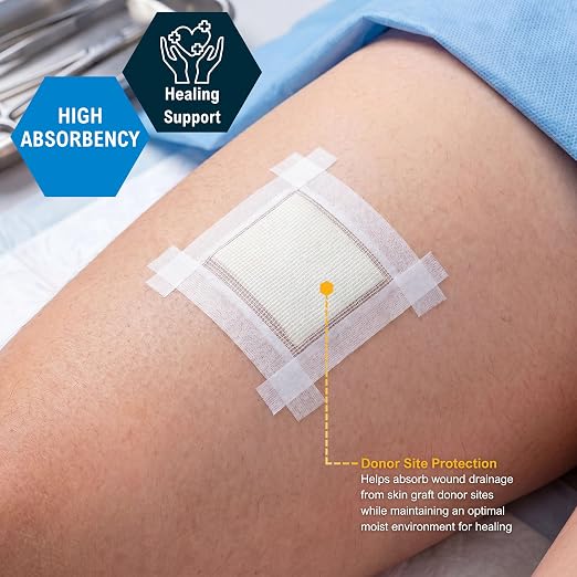 MED PRIDE Sterile Calcium Alginate Wound Dressing Pads 2x2 in,10-Pack