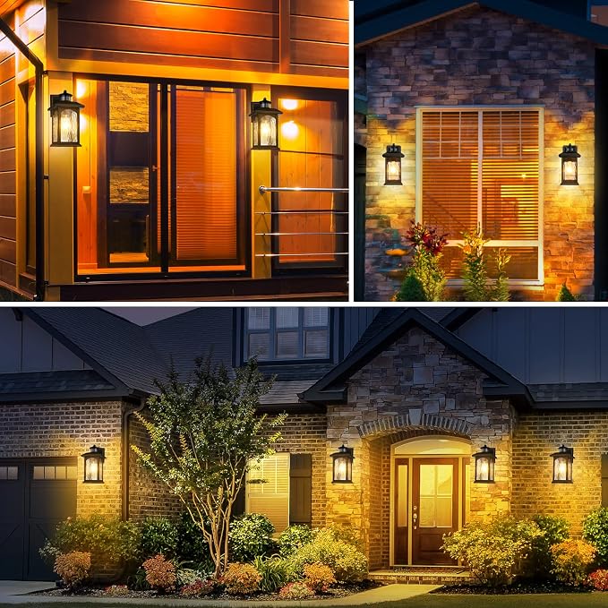 FILIYANO Motion Sensor Outdoor Wall Light Fixtures, Dusk to Dawn, 2 Pack | Anti-Rust, Waterproof Exterior Lanterns with 3 Modes, Modern Farmhouse Coach Sconces for Front Door, Garage, Porch and Patio