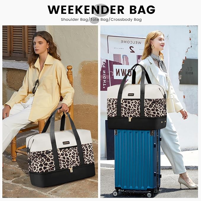 LOVEVOOK Weekender Bag for Women, Large Duffle Bag for Travel with 2 Packing Cubes, Carry on Overnight Bag with Shoe Compartment, Mom Hospital Bags for Labor and Delivery