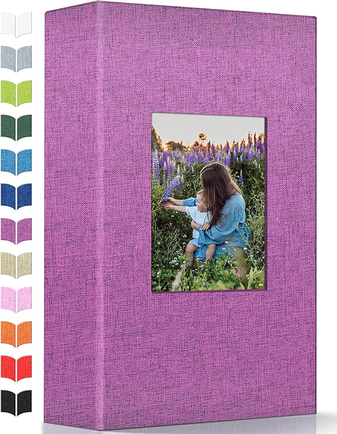 Artfeel Photo Album 4x6 with 300 Pockets,Slip-in Picture Albums,Linen Cover Memory Book with Front Window,White Page Vertical Photo Book for Wedding,Family,Anniversare,Baby,Vacation
