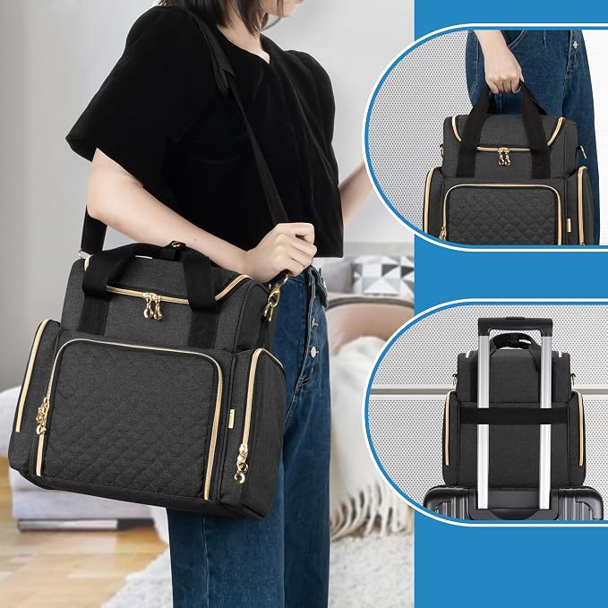 LUXJA Large Medicine Bag with 2 Removable Cases, Black | Medicine Storage Bag with Multiple Pockets, Pill Bottle Organizer with Shoulder Strap, Trolley Sleeve for Travel or Home