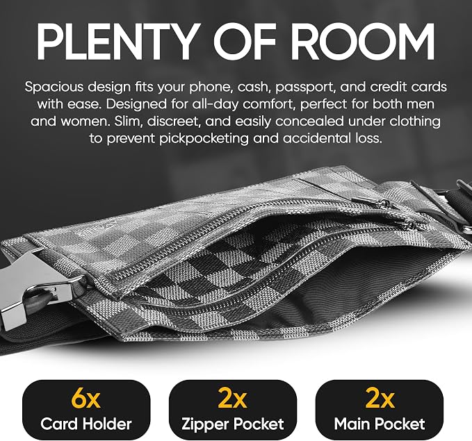Luxury Travel Wallet – Hidden Money Belt, RFID-Blocking, Anti-Theft Passport Holder for Men & Women (Black)