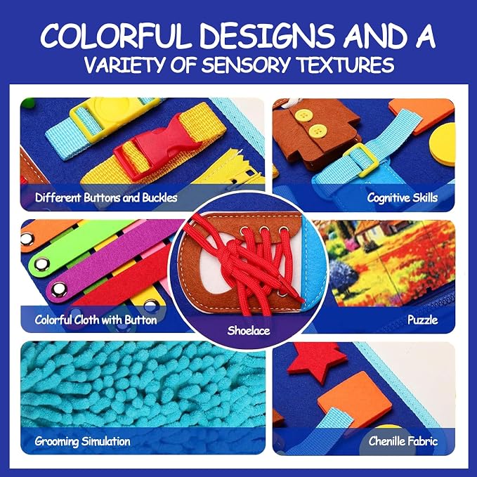 Fidget Blanket for Adults with Dementia, Busy Blanket for Dementia Patients, Dementia Sensory Toy with Alzheimers Dementia for Seniors, Fine Motor Activities, Therapist Toys