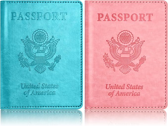 Eoehro Passport Holder for Travel Essentials-2Pack, Passport Wallet Cover Case for Travel Must Haves Accessories,Passport Book Holders for Women and Men