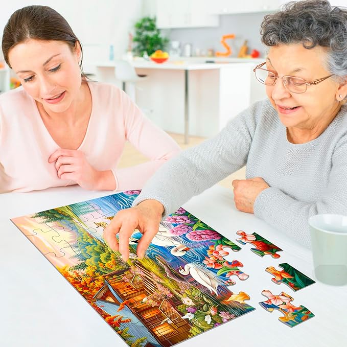 4 Packs 36 Large Piece Puzzle for Seniors - Dementia Puzzles for Elderly Adults,Alzheimer’s Puzzles Memory Cognitive Games for Elderly Seniors with 4 Storage Bags