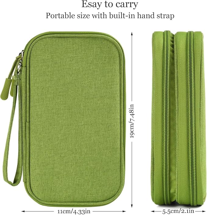 Electronic Organizer Travel Cable Accessories Bag, Electronic Organizer Case, Electronic Accessories Organizer Bag for Power Bank, Charging Cords, Chargers, Mouse, USB Cable, Earphones (Green)