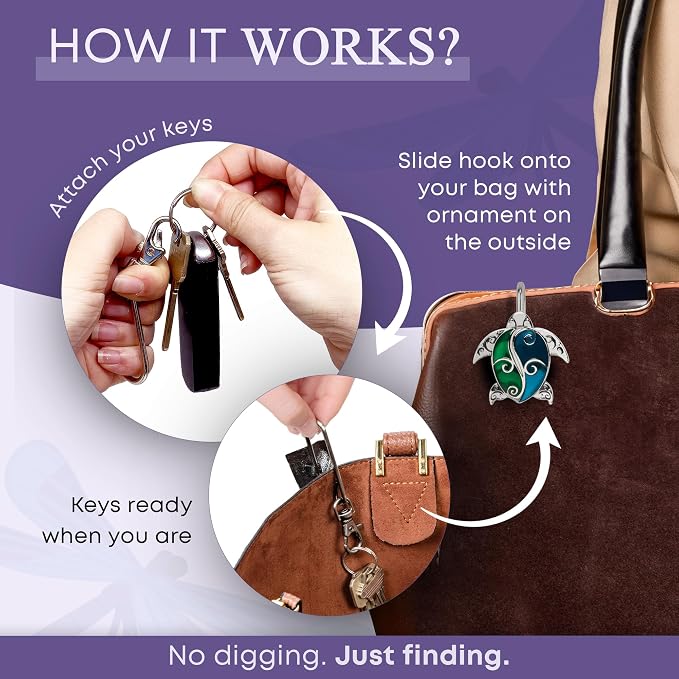 Women’s Bag Charm Key Finder, Car Keychain Hook, Cute Purse Organizer & Tote Bag Accessories, Gifts for Mom - Original