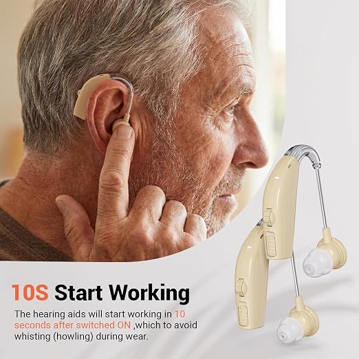 OTC Hearing Aids Rechargeable BY4U Hearing Amplifiers with 16-Channel Digital Noise Cancellation Volume Control Invisible Wireless Comfortable,Discreet Design for Seniors &Adults with Hearing Loss