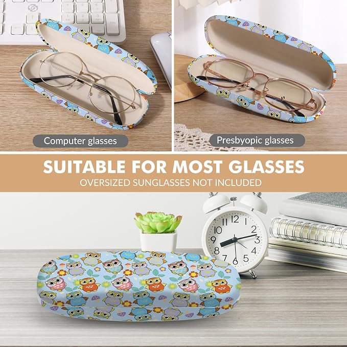 Glasses Case Hard Shell,Portable Protective Eyeglasses Case, Eyeglass Holder Box with Cleaning Cloth, for men women