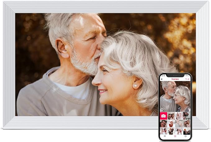 Frameo 15.6" Digital Picture Frame WiFi, 1920 * 1080 IPS FHD Touchscreen, 32GB Storage, Instant Share Pictures Video, Wall-Mountable & Tabletop Display, House Warming, Gift for Mom