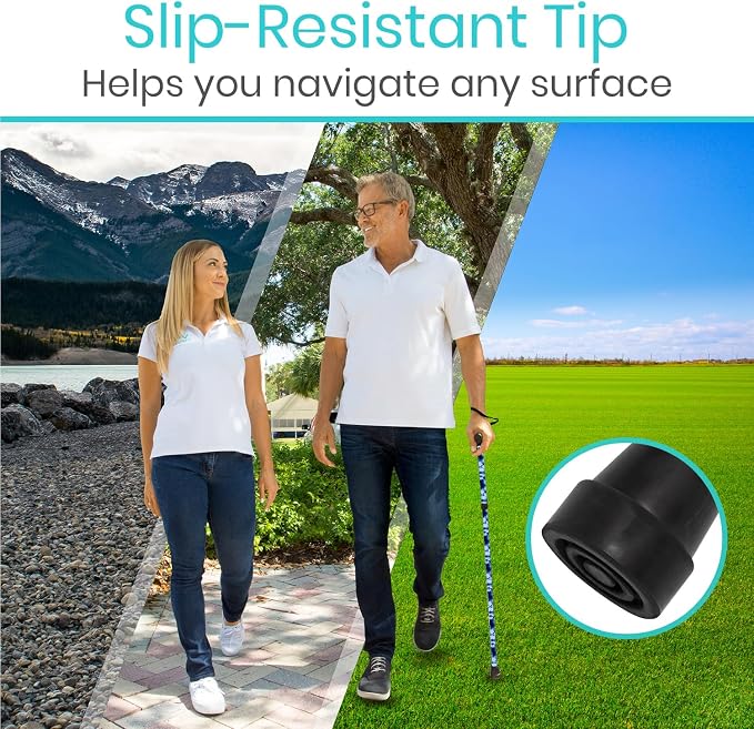 Vive Folding Cane - Foldable Walking Cane for Men, Women - Fold-up, Collapsible, Lightweight, Adjustable, Portable Hand Walking Stick - Balancing Mobility Aid - Sleek, Comfortable