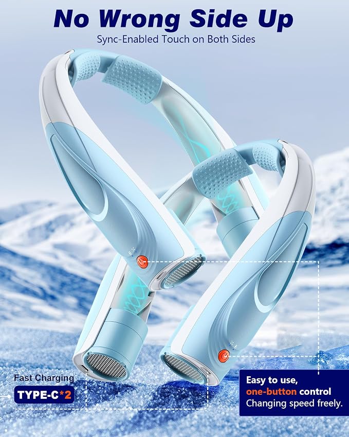 Portable Neck Fan - 6000mAh Rechargeable Personal Fan with 6 Speeds, 360° Cooling Surround Airflow, 20H Long Battery Life Hands-Free Wearable Fan for Outdoor Travel, Office, and Sports