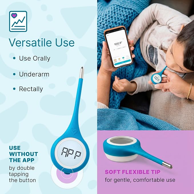 Kinsa Smart,Fever, Digital Medical Baby, Kid and Adult Termometro - Accurate, Fast, FDA Cleared Thermometer for Oral, Armpit or Rectal Temperature Reading - QuickCare | Fast, accurate, FDA-cleared medical termometro for babies, kids and adults