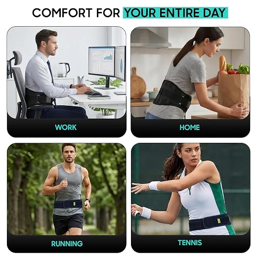 Lower Back Brace for Women and Men, Adjustable Back Brace with Back Support Belt and Back Support Brace, Slim Breathable Lumbar Support for Daily Stability, Back Braces M(Waist:32''-42'')