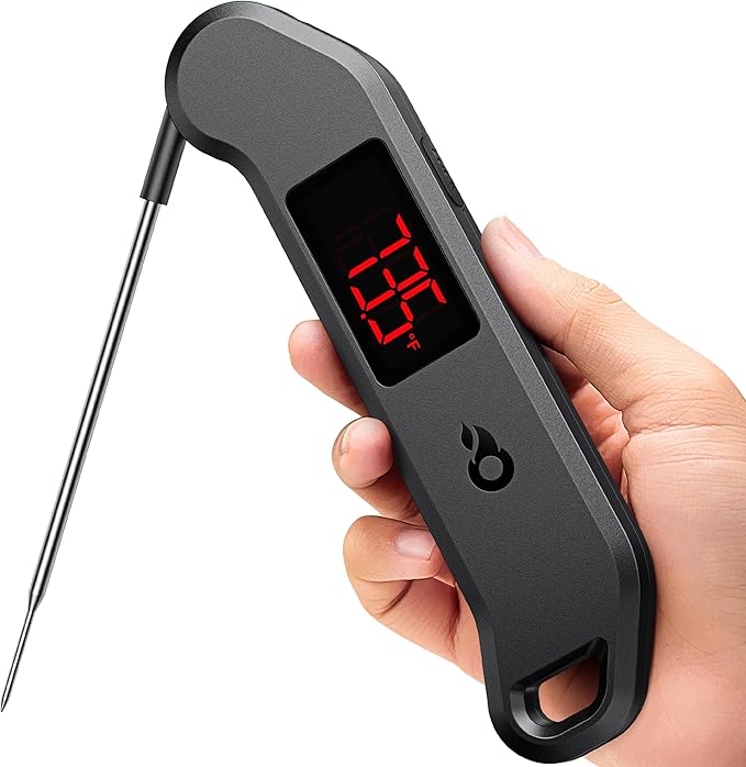 ThermoMaven 1 Sec Professional Digital Meat Thermometer, ±0.5℉ Accuracy | NIST&NSF Certified Food Thermometer, Auto-Rotate Bright LED Screen, Highly Waterproof for Grill BBQ, Black