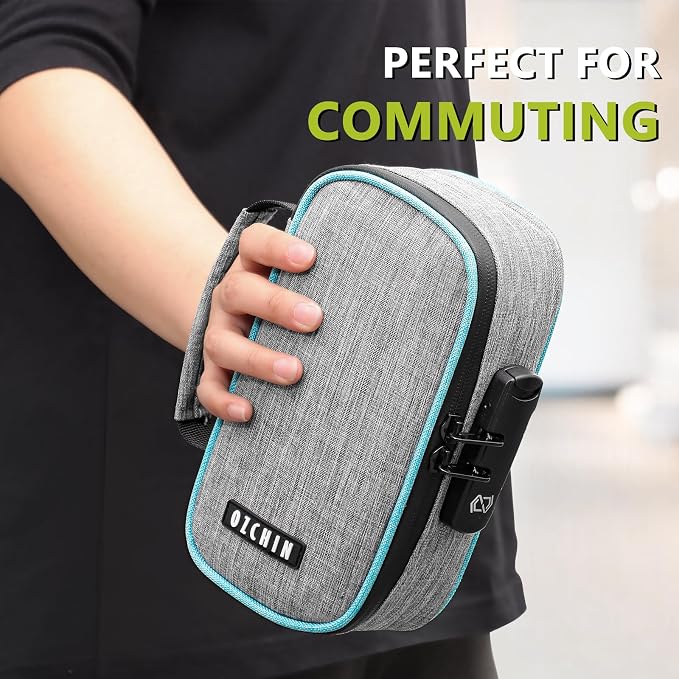 OZCHIN Smell Proof Bag with Combination Lock File Organizer Case Container Medicine Lock Box Odorless Storage Bag Great Gift for Friend (grey, S)