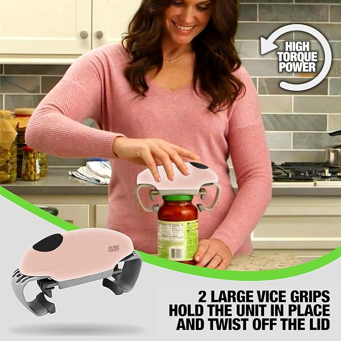 Robotwist Electric Jar Opener Top Rated for Seniors, Deluxe Model with Improved Torque, 1 Touch Automatic Easy Jar Opener for Weak Hand and Arthritis – Works on All Jar Sizes
