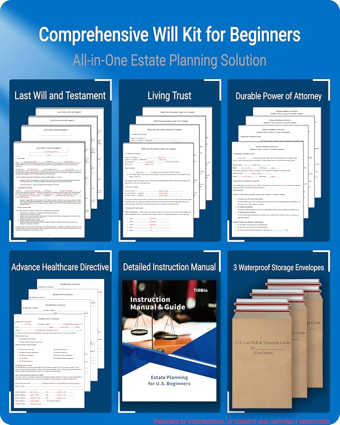2026 4-in-1 Estate Planning Kit – Includes Last Will, Living Trust & Power of Attorney Forms – Lawyer-Prepared Templates with Instructions – Valid in All 50 States（3pcs）