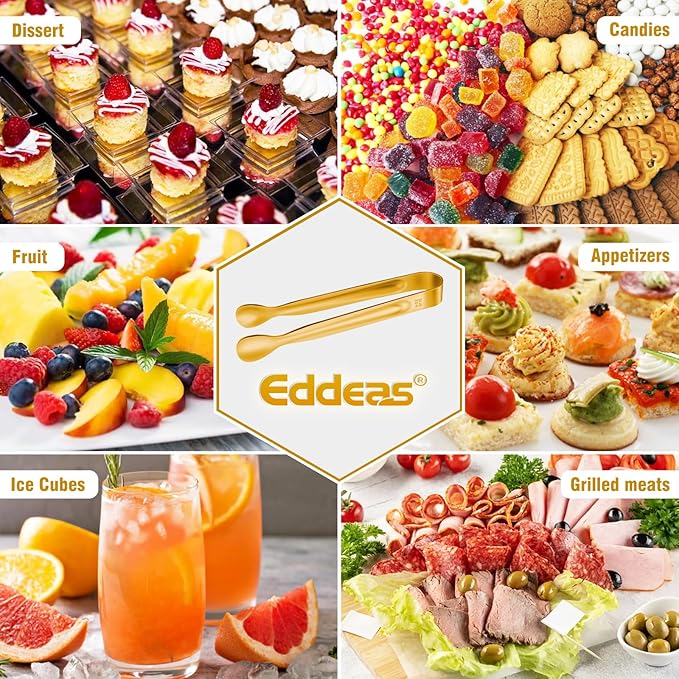 12 PCS Small Serving Tongs, 6" Mini Gold Sugar Tongs, Stainless steel Small Kitchen Tiny Food Tongs for Serving Food, Coffee Bar, Tea Party, Desserts Party and Ice Bucket