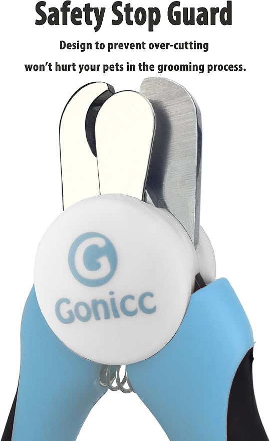 gonicc Professional Pet Nail Clippers & Trimmer for Medium Small Dogs Cats | Ergonomic non-slip grip & built-in nail file, Vet-recommended pet nail trimmer with anti-overcut safety guard.