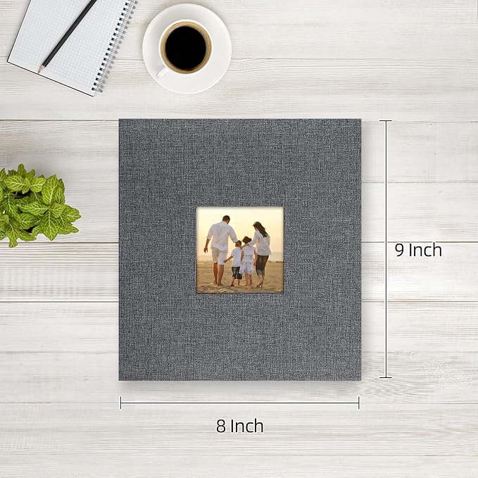 potricher Small Photo Album 4x6 200 Photos Linen Cover Picture Photo Book for Family Wedding Anniversary Baby Vacation (Gray,200 Pockets)