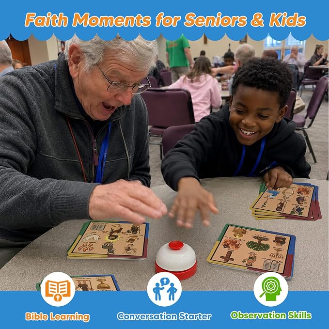 Garybank Bible Spot the Same Games for Seniors, Dementia Activity Kit with Large Visual Matching Cards & Story Cards, Easy Cognitive Game for Dementia Patients, Brain Training Gifts for Elderly