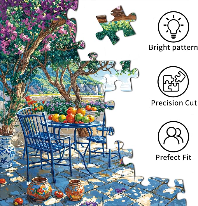 Puzzles for Adults 1000 Pieces,Summer Coast Jigsaw Puzzle with 1:1 HD Poster, Perfect Interlocking No Dust, Stress Relief Ideal Gift for Family Games