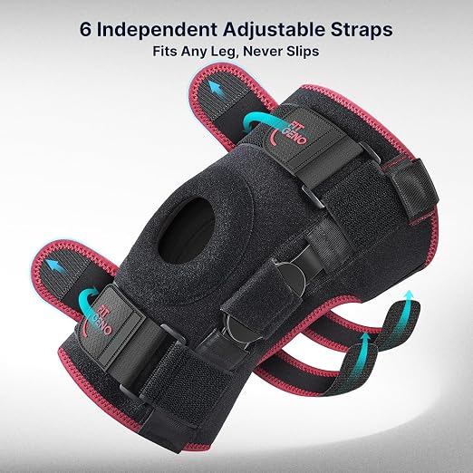 Fit Geno Hinged Knee Brace for Women: Adjustable Knee Brace with Side Stabilizers - Breathable Compression for Meniscus Tear, Arthritis, Knee Pain Relief, Injury Recovery, Running, Sports (Medium)