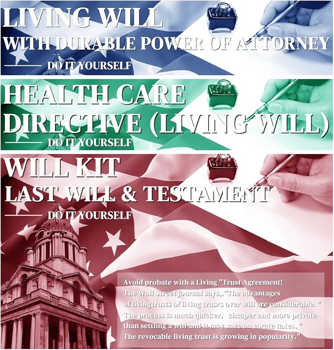 Legal Documents Kit, Durable Power of Attorney, Healthcare Directive and Last Will & Testament Forms, Self-Help Estate Planning Set