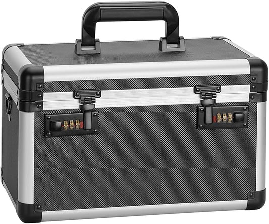 Medicine Lock Box With Combination Lock - 15 x 8.7 x 9.4 Inches - First Aid Safe Medication Storage Box, Medications and Personal Items, Safe Boxes for Home and Outdoor - Tactical Black
