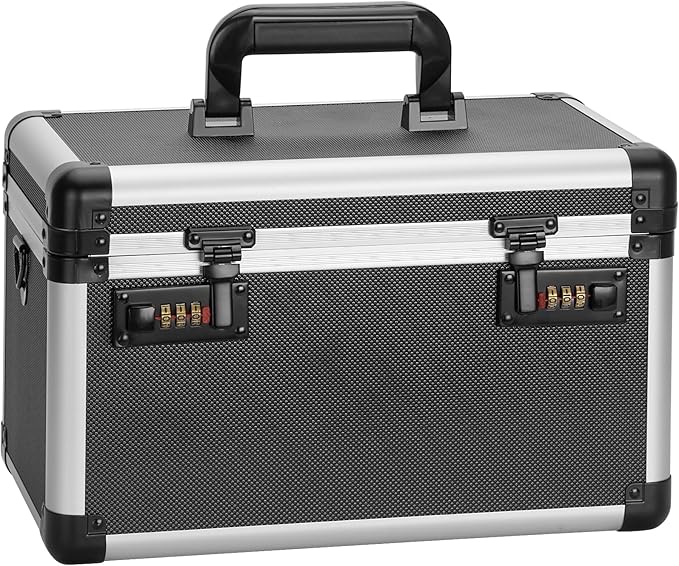 Medicine Lock Box with Combination Lock - 13.4 x 7.6 x 8.2 Inches - First Aid Safe Medication Storage Box, Medications and Personal Items, Safe Boxes for Home and Outdoor - Tactical Black